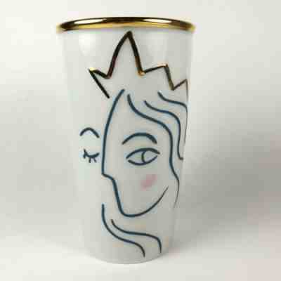 Starbucks 2017 Anniversary Gold Crown Mermaid Siren Ceramic Travel Mug Cup White - Sold on eBay Jan, 25th 2020 for $20.00