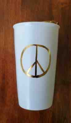 Starbucks GOLD PEACE SIGN 12oz Travel Tumbler Limited Ed 2015 Gold Foil with Lid - Sold on eBay Jan, 24th 2020 for $24.95