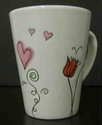 STARBUCKS 2006 Floral Hearts Pink Yellow Coffee Mug 16 oz VALENTINES DAY! - Sold on eBay Jan, 27th 2020 for $15.95