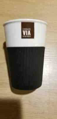 Starbucks 2011 8 oz Orange Via Ready Brew Ceramic Travel Cup Tumbler Mug Rubber  - Sold on eBay Jan, 27th 2020 for $21.00