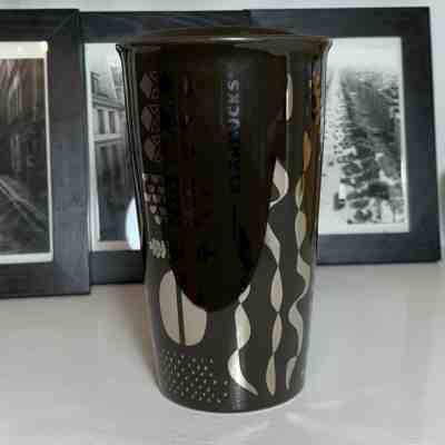 STARBUCKS 2017 Siren Silver Black Ceramic Tumbler Double Wall Travel 12oz EUC - Sold on eBay Jan, 27th 2020 for $21.21