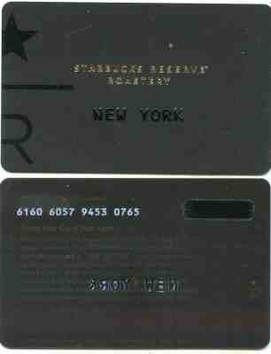 STARBUCKS COFFEE "RESERVE ROASTERY NEW YORK" ©2018 Original Gift Card  - Sold on eBay Jan, 27th 2020 for $19.99