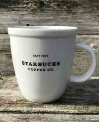 Starbucks Coffee Mug Cup 2001 Barista Abbey White 18 oz Black Graphics Est 1971  - Sold on eBay Jan, 27th 2020 for $29.99