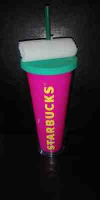 RARE Starbucks Hot Pink 24 oz With Teal Green Lid Straw  - Sold on eBay Jan, 27th 2020 for $24.95