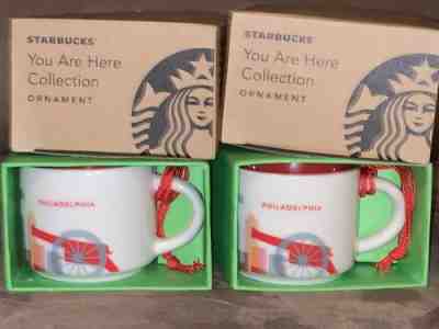 TWO Starbucks Philadelphia YAH You Are Here Ornaments 2 oz Espresso Cups Mugs XC - Sold on eBay Jan, 27th 2020 for $19.99