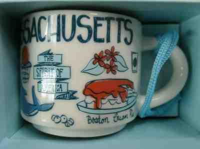 STARBUCKS COFFEE MASSACHUSETTS BEEN THERE 2-OZ MINI MUG ORNAMENT - NEW - Sold on eBay Jan, 26th 2020 for $18.80