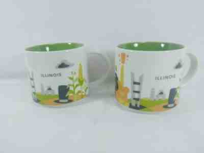 Lot of 2 Starbucks ILLINOIS 2015 You Are Here Series Mugs 14 Oz Coffee Cup Mug - Sold on eBay Jan, 26th 2020 for $17.00