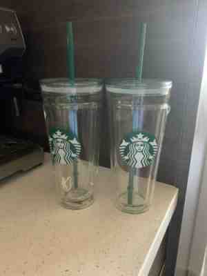 Starbucks Grande Insulated Travel Tumbler 20OZ Glass Double Wall Acrylic 2 Set - Sold on eBay Jan, 26th 2020 for $140.00