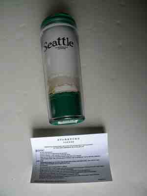  2004 STARBUCKS SEATTLE  COFFEE TRAVEL TUMBLER w/ Paper Work & SKU Sticker 12OZ  - Sold on eBay Jan, 26th 2020 for $17.99