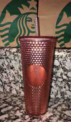 Starbucks 2019 Rose Gold Pink Sparkling Jeweled Tumbler Cup - 24oz BRAND NEW - Sold on eBay Jan, 28th 2020 for $60.00
