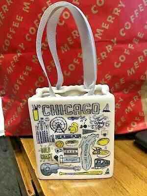 NEW 2019 Starbucks Chicago theme Been Here Srs ceramic ornament gift card holder - Sold on eBay Jan, 28th 2020 for $22.95