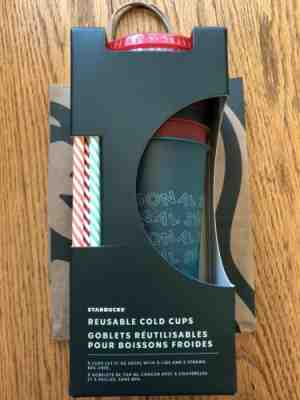IN HAND NEW Starbucks 2019 Fall Holiday Christmas REUSABLE COLD CUPS  5 pack - Sold on eBay Jan, 28th 2020 for $19.00
