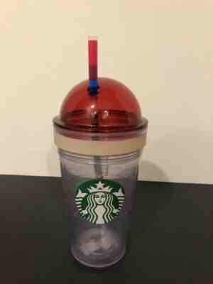 2011 Starbucks 16oz Cold Tumbler With Red Dome Lid & Rainbow Straw - Sold on eBay Jan, 28th 2020 for $17.99