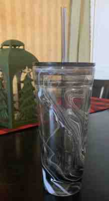 STARBUCKS 2017 DOUBLE WALL GLASS COLD CUP - RARE BLACK & WHITE SWIRLS - VENTI 20 - Sold on eBay Jan, 28th 2020 for $79.99
