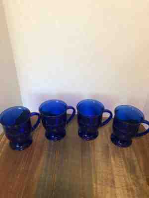 4 Starbucks Cobalt Blue Anchor Hocking Pedestal Mug Etched Logo - Sold on eBay Jan, 28th 2020 for $22.00