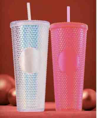 NEW Starbucks Venti Platinum Pink Stud Tumbler Cup 2019 Holiday Christmas  - Sold on eBay Jan, 28th 2020 for $30.00