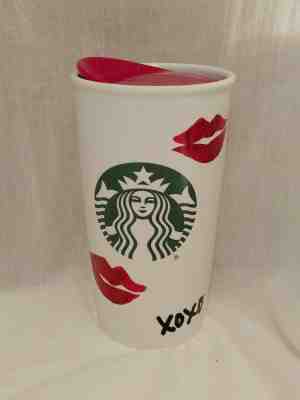 2015 Starbucks XOXO Kisses SWAK Ceramic Tumbler Red Lid 12 oz Travel Mug - Sold on eBay Jan, 28th 2020 for $21.95