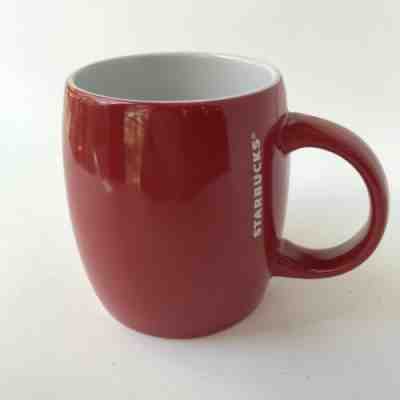 Red Starbucks Coffee Mug Barrel White Logo 14 Oz Ceramic Holiday Valentines Day - Sold on eBay Jan, 27th 2020 for $19.99
