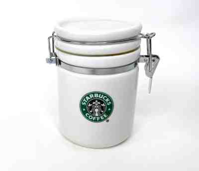 Starbucks Small Ceramic Coffee Storage Canister/Holder 4.5" Green Mermaid Logo - Sold on eBay Jan, 27th 2020 for $20.00