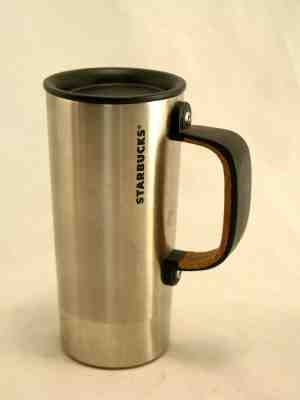 Starbucks 2012 Stainless Steel Travel Mug Cork Handle 12 fl oz French Text EUC - Sold on eBay Jan, 27th 2020 for $19.99
