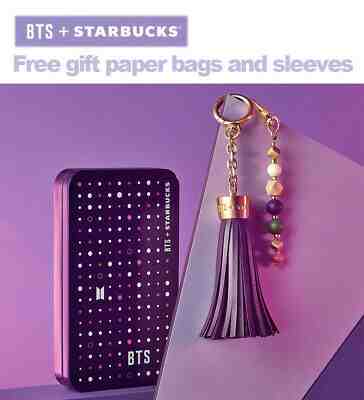 BTS + Starbucks Korea 2020 collaboration Purple tassel key chain + free gift - Sold on eBay Jan, 27th 2020 for $65.00
