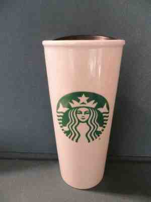 STARBUCKS Coffee White Green MERMAID 16 OZ Ceramic TRAVEL MUG Tumbler NEW - Sold on eBay Jan, 26th 2020 for $24.99