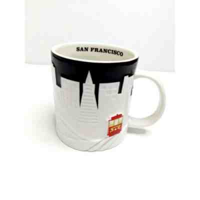 Starbucks San Francisco City Relief Coffee Mug Black White Cable Car 18 oz - Sold on eBay Jan, 26th 2020 for $26.99