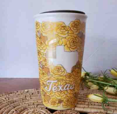 Starbucks 2016 Texas Yellow Floral Roses Ceramic Cup Mug With Original Lid - Sold on eBay Jan, 29th 2020 for $19.95