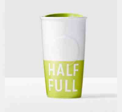 NEW Starbucks Half Full Double Wall Traveler 10 oz Tumbler Ceramic