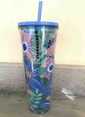 Starbucks 2020 Spring Flowers Blue Pink Tumbler 24oz Venti Cold Cup New - Sold on eBay Jan, 28th 2020 for $22.00