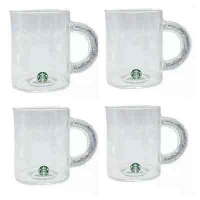 4x Starbucks Glitter Handle Glass Mugs 2019 Holiday Cups Gift HTF Set W/SKU NEW - Sold on eBay Jan, 28th 2020 for $135.00