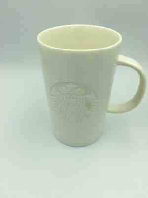 Starbucks Ceramic 12 Oz Coffee Mug 2014 White On White Embossed Siren Logo Rare - Sold on eBay Jan, 28th 2020 for $20.40