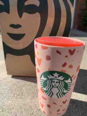 New Starbucks Valentines 2020 Ceramic Travel Tumbler Mug! 12oz. Pink Hearts ???? - Sold on eBay Jan, 28th 2020 for $35.99