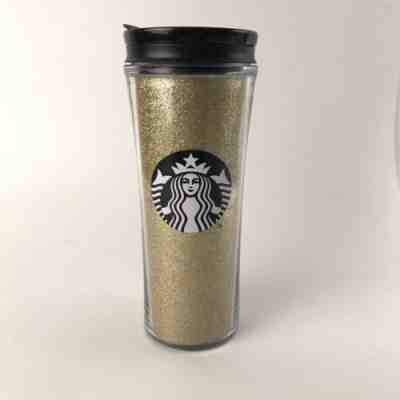 Starbucks 2019 16 oz Gold Glitter Travel Mug Tumbler Hot Cup Grande - Sold on eBay Jan, 30th 2020 for $27.00