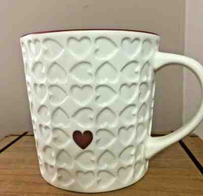Starbucks Coffee Mug Incised Hearts All White w/ 1 Red Heart 2007 16 Fl Oz - Sold on eBay Jan, 30th 2020 for $35.00