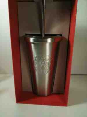 NEW STARBUCKS SIREN LOGO STAINLESS STEEL TUMBLER WITH STAINLESS STEEL STRAW 0111 - Sold on eBay Jan, 30th 2020 for $24.00