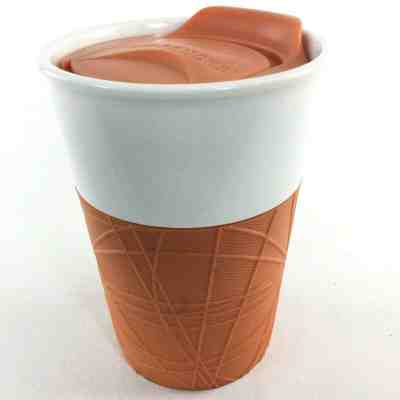Starbucks 8 fl oz 2013 Coffee Tumbler With Orange Silicone Sleeve and lid - Sold on eBay Jan, 30th 2020 for $23.99