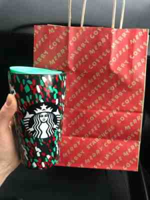 Starbucks Holiday 2019 Confetti Christmas Ceramic Travel Tumbler w/ Lid Cup - Sold on eBay Jan, 30th 2020 for $20.00