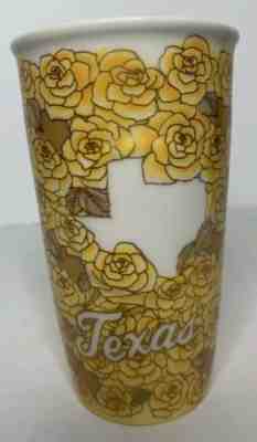 2016 Starbucks Texas Ceramic Travel Tumbler Yellow Rose 10 oz Replace Cup No Lid