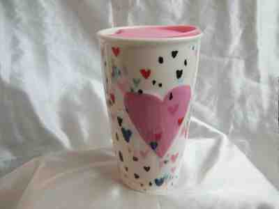 STARBUCKS 10 oz PINK RAISED HEART CERAMIC TUMBLER WITH LID (NEW) - Sold on eBay Jan, 29th 2020 for $29.99