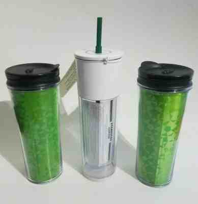 Starbucks Tumbers Lot of 3 Hot Cold Drink - NEW w Tags- Green 16oz White Clear - Sold on eBay Jan, 29th 2020 for $29.99