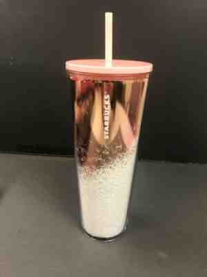 NWT STARBUCKS 2019 Holiday Limited Edition Pink Copper White Glitter Tumbler - Sold on eBay Jan, 29th 2020 for $18.95