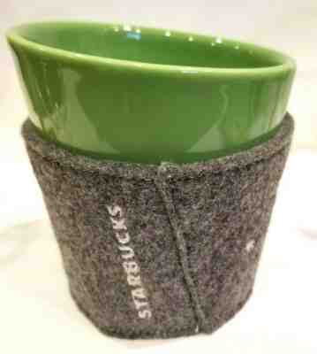 Starbucks Tazo Logo Tea Asymmetrical Mug/Cup Green&White w/Grey Embroided Cozy - Sold on eBay Jan, 29th 2020 for $18.00