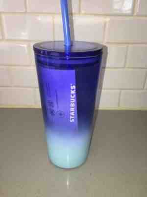 Starbucks 18 Oz Blue Ombre Glass Cold Cup With Straw Spring 2020 - Sold on eBay Jan, 29th 2020 for $22.00