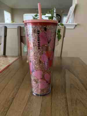 New STARBUCKS Valentines 2020 TUMBLER HEARTS 24 OZ Cups Glitter - Sold on eBay Jan, 29th 2020 for $28.50