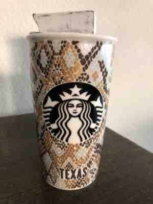 STARBUCKS 2015 Snakeskin Texas Porcelain Travel Tumbler Coffee Cup Mug 12 oz EUC - Sold on eBay Jan, 29th 2020 for $23.99