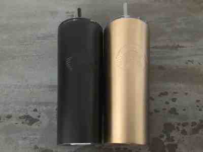 STARBUCKS Stainless Steel Venti 24 oz Tumblers - Lot of 2 (1 black 1 gold)  NWT! - Sold on eBay Jan, 31st 2020 for $39.99