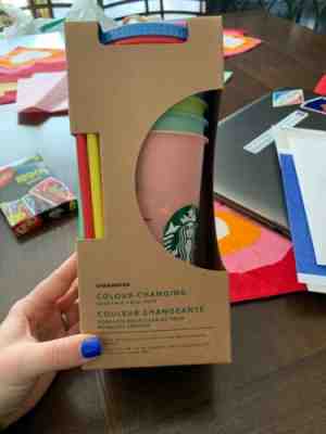 Starbucks Color Changing Reusable Cold Cups. Set Of 5  Straws & Lids New - Sold on eBay Jan, 31st 2020 for $69.99