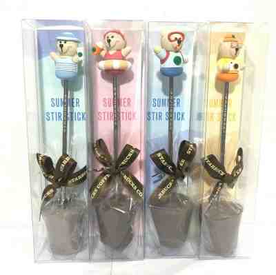 4Pcs Starbucks Summer Bear Stir Stick Stainless Sky Blue Thailand - Sold on eBay Jan, 31st 2020 for $56.00