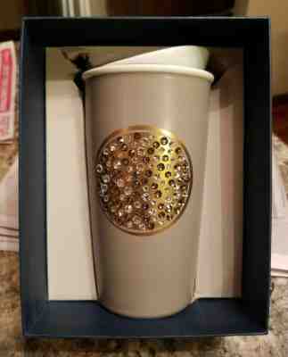 Starbucks Swarovski Anniversary 2015 Ceramic Tumbler Gray W/ Gold 12oz GUC - Sold on eBay Jan, 31st 2020 for $53.00